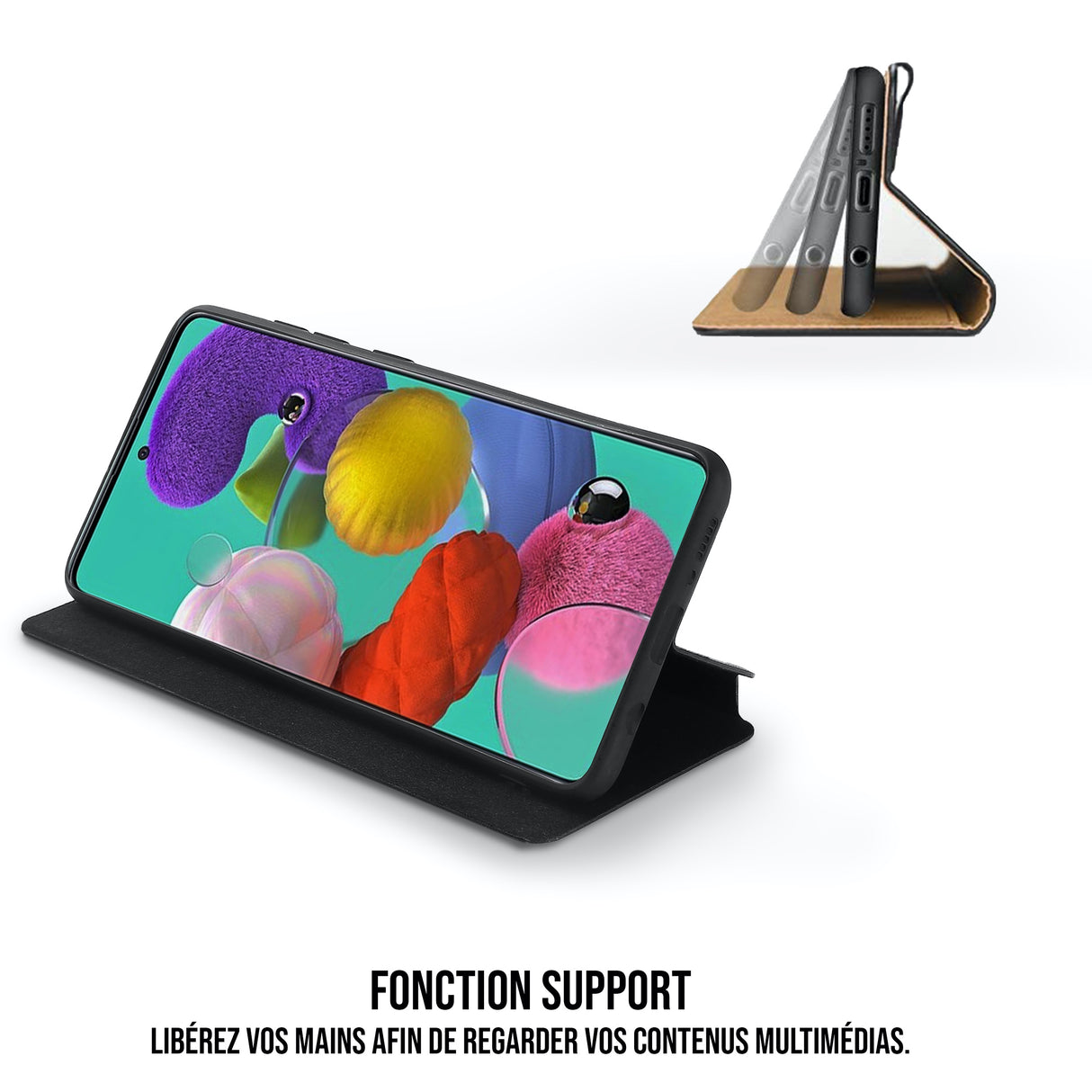 WE Etui folio CLASSIQUE SAMSUNG GALAXY A70 Noir - Avec fen e