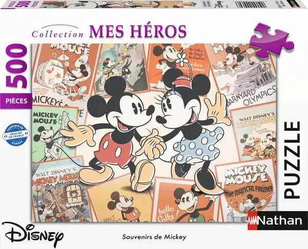 Puzzle 500 pieces Souvenirs de Mickey, Disney, Adultes et enfants, des 12 ans, 12000969, Nathan