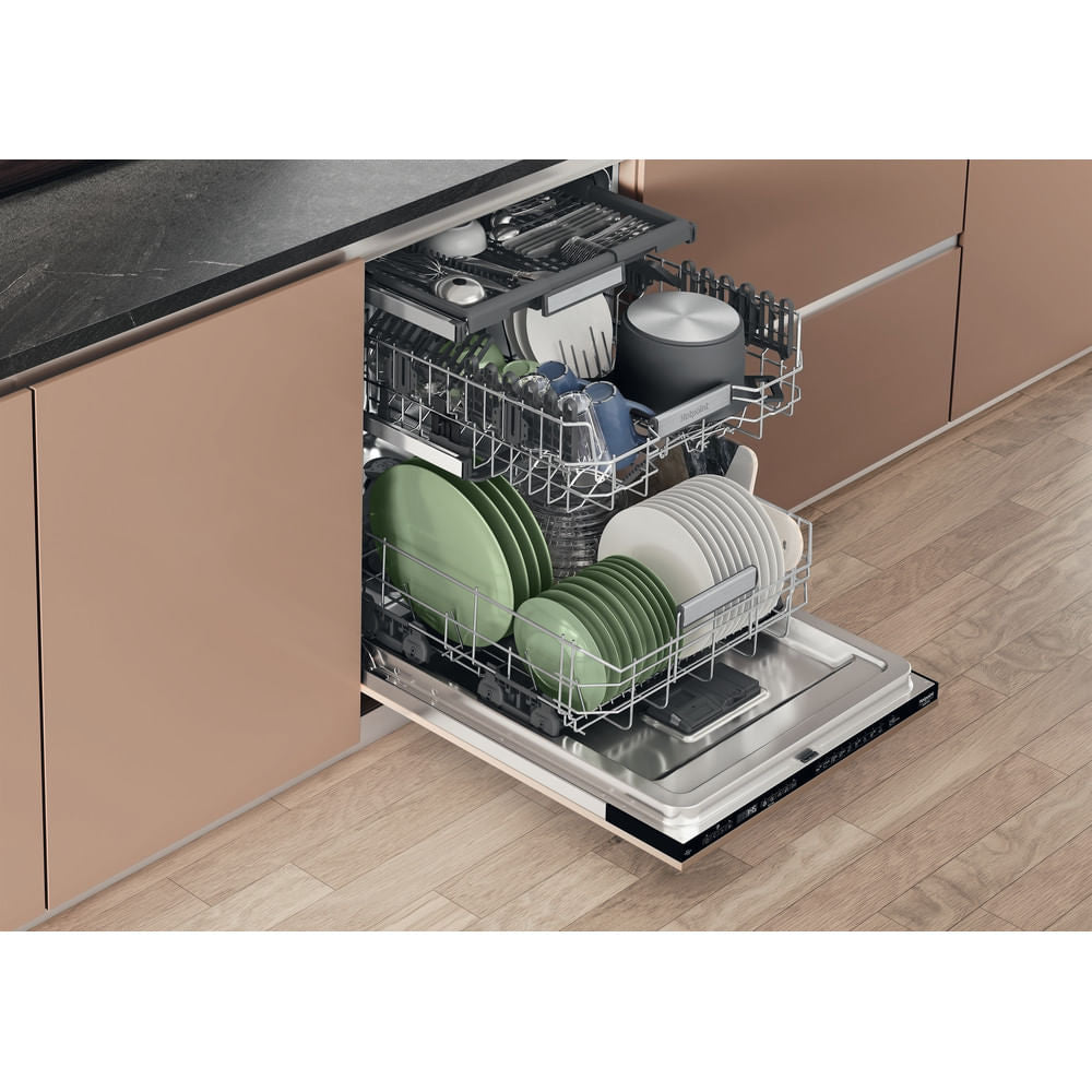 Lave-vaisselle tout encastrable HOTPOINT H7IHP40L - 15 couverts - 40 dB - Classe C - Maxi Space - tiroir a couverts