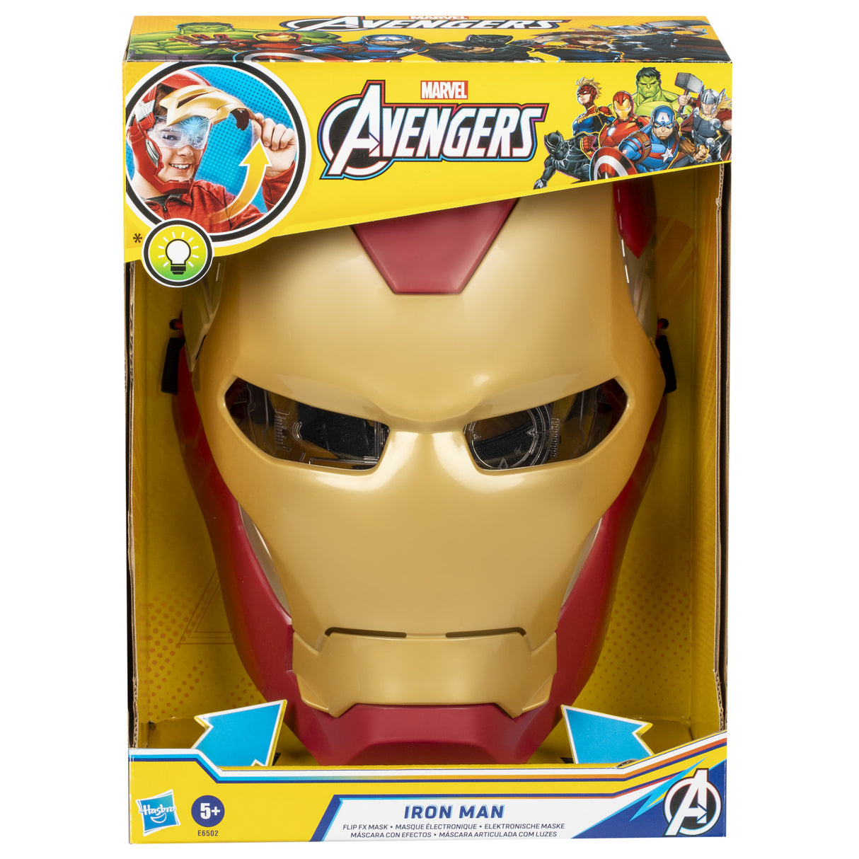 Masque électronique d'Iron Man a visiere mobile, avec effets lumineux, Pour enfnant pour se déguiser comme son héros préféré, Des 5