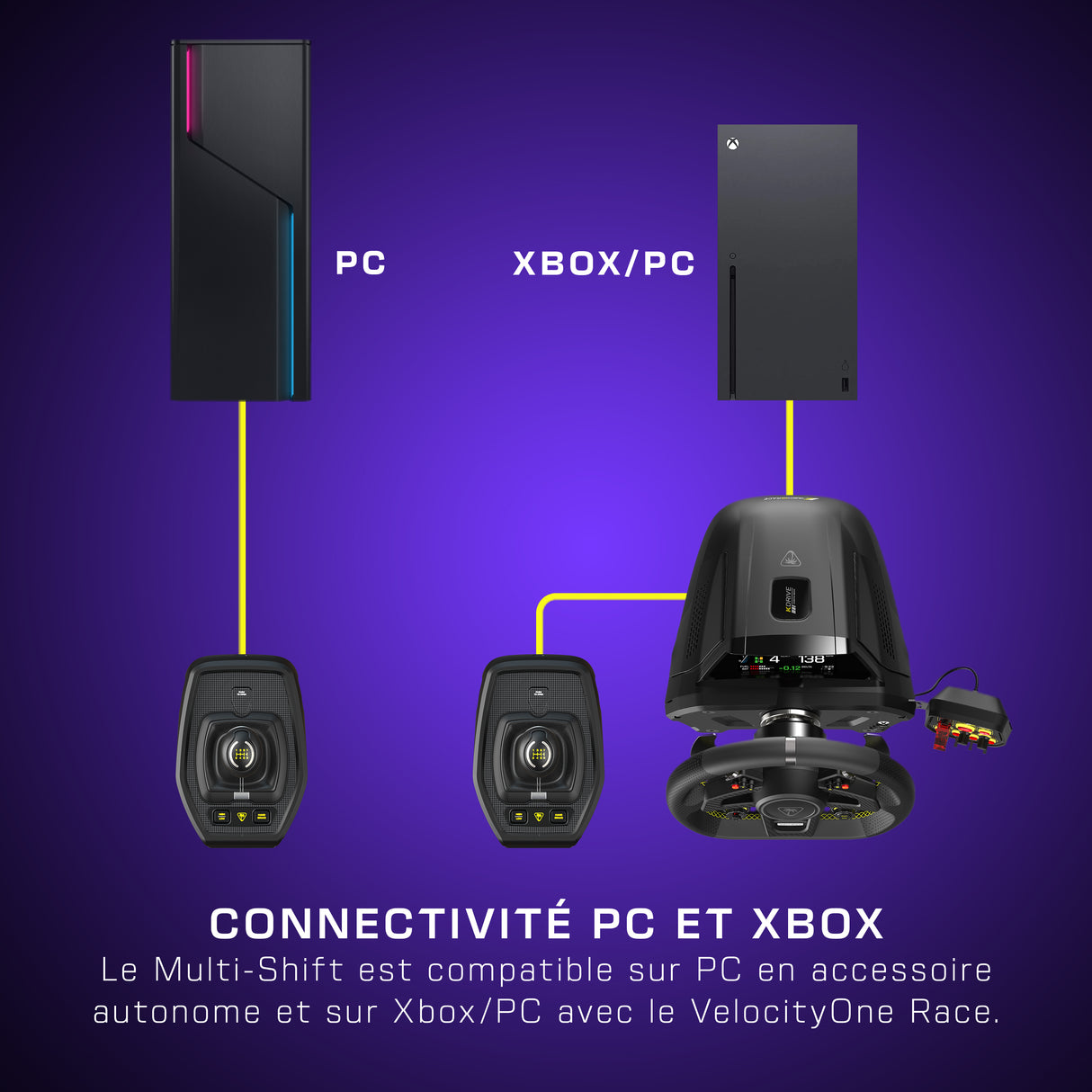 Levier de vitesse et frein a main universel - TURTLE BEACH - TBS-0001-05 - VelocityOne™ Multi-Shift - Noir