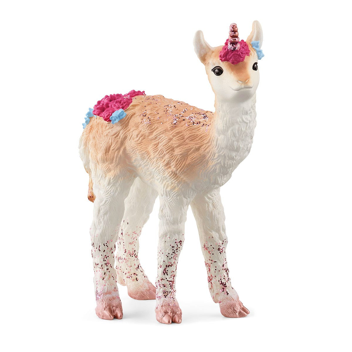 Figurine de Licorne Lama - Figurine Amusante et Durable aux Détails Brillants avec une Corne Brillante en Spirale - Pour Garçons et