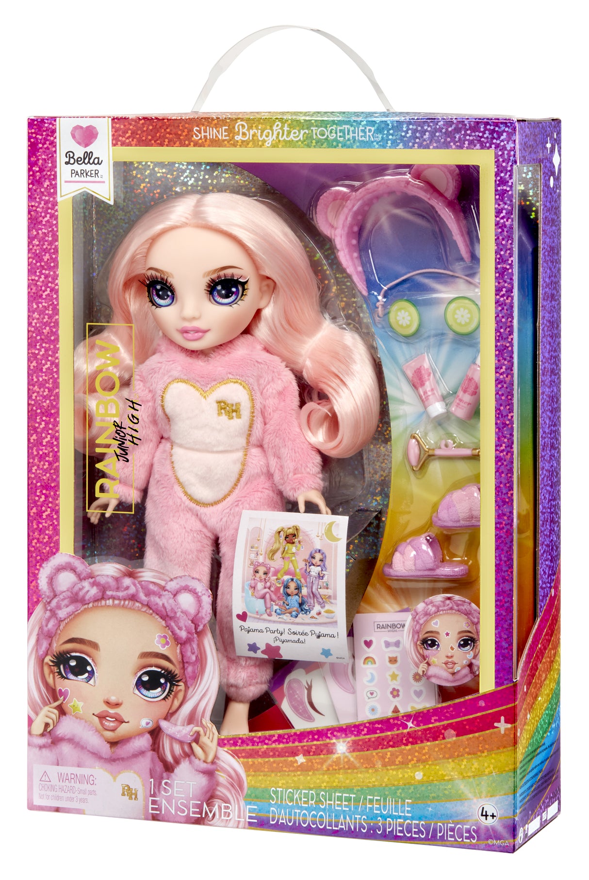 Junior High Pyjama Party - Poupée mannequin articulée 22cm - Bella (rose) - Nombreux accessoires - a partir de 4 ans
