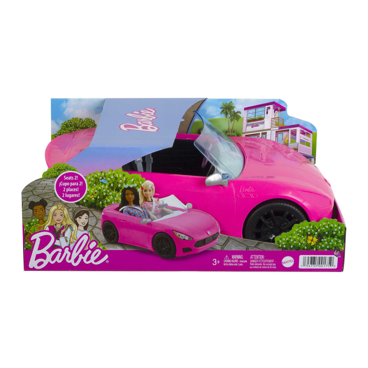 Barbie - Voiture Cabriolet de Barbie - Véhicule poupée mannequin - Des 3 ans HBT92