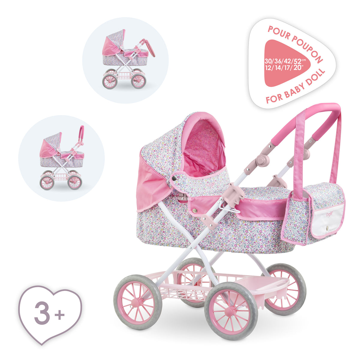 Accessoires poupons - COROLLE - Landau Floral - pour poupons 36 a 52 cm - des 3 ans