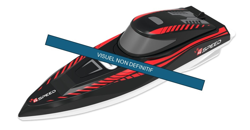 Bateau radiocommandée - 4SPEED - Nitro Wave - Echelle 1/18 - 2,4 GHz - Batterie rechargeable - 6 km/h - Des 5 ans