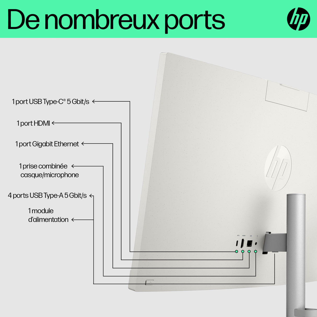 PC Tout-en-un HP 24-cr0090nf - Windows 11 - 23,8 FHD IPS - Ryzen 5 7520U - RAM 16Go - 512Go SSD - Clavier et souris sans fil