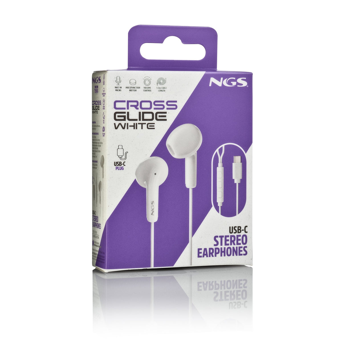 Ecouteur filaire avec micro NGS Cross Glide USB-C (Blanc)
