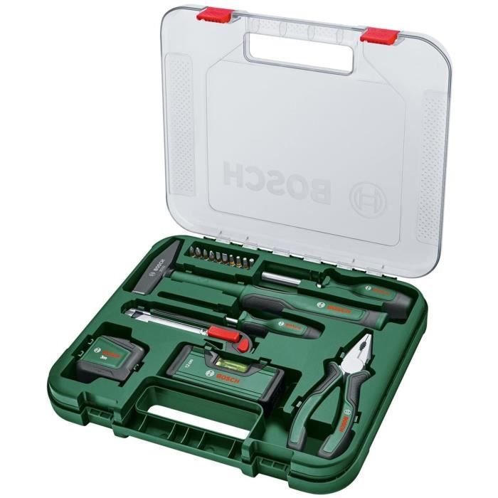 Bosch Set d'outils a main « Universal » 17 pieces (kit d'outils de réparation polyvalent pour travaux a domicile)