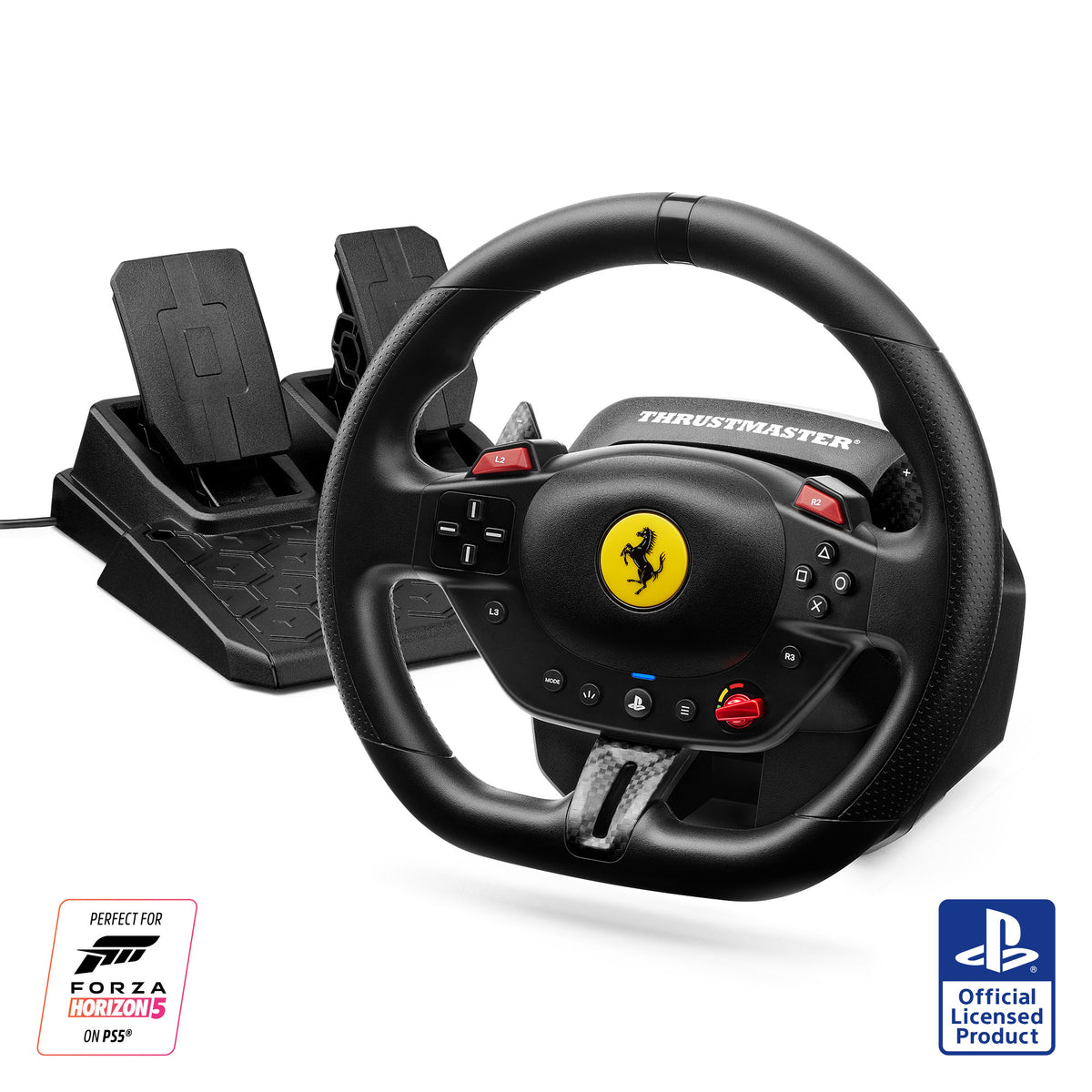 Volant + pédalier - Thrustmaster - T98-P Ferrari 296 GTB - Sans systeme audio - USB filaire - Noir