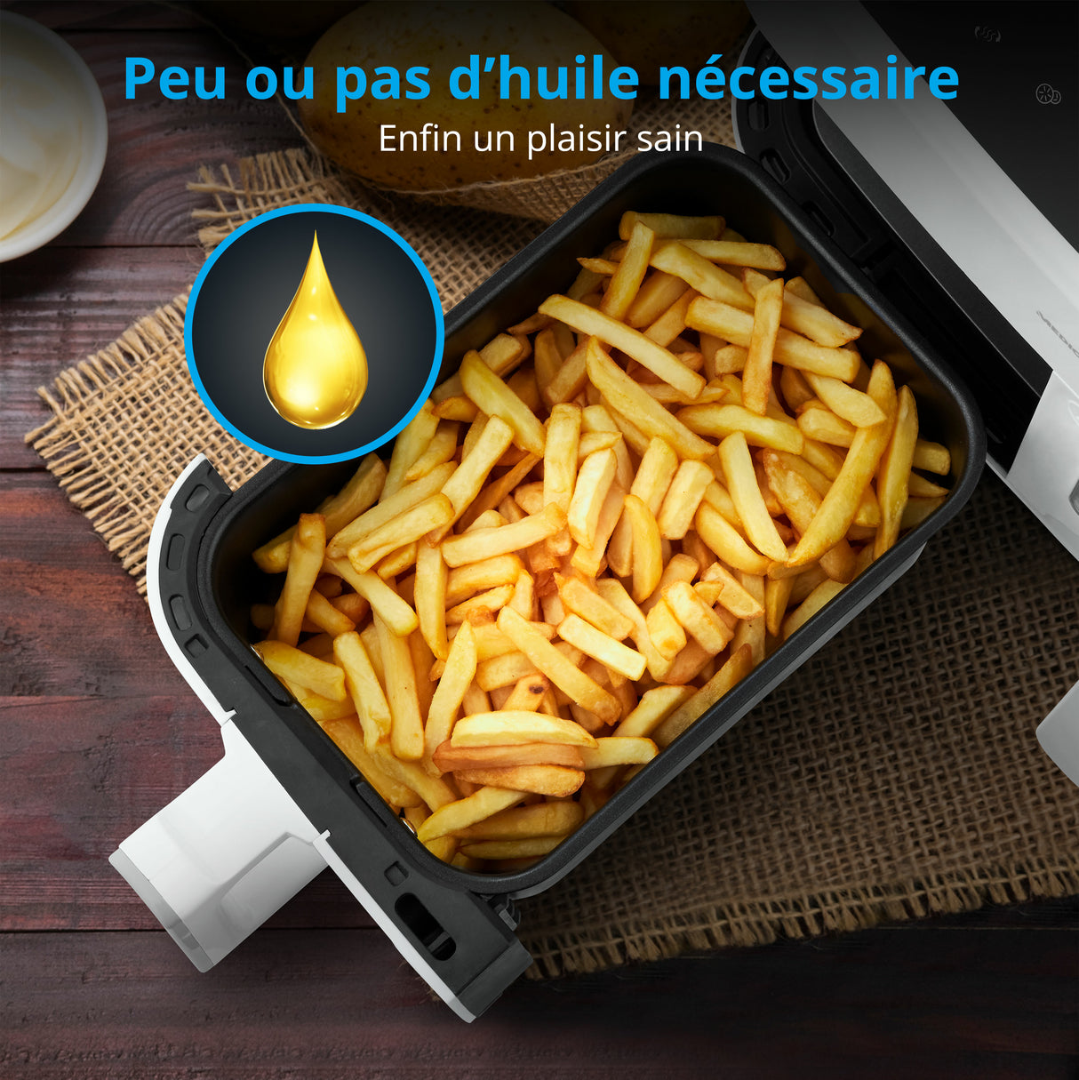 Friteuse a Air Chaud - MEDION - P20 XXL Twin - 2600 W - 2 paniers - 9 programmes - Blanc