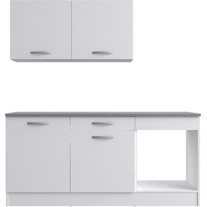 Cuisine complete OSLO - L 180cm - Blanc Mat - Plan de travail inclus