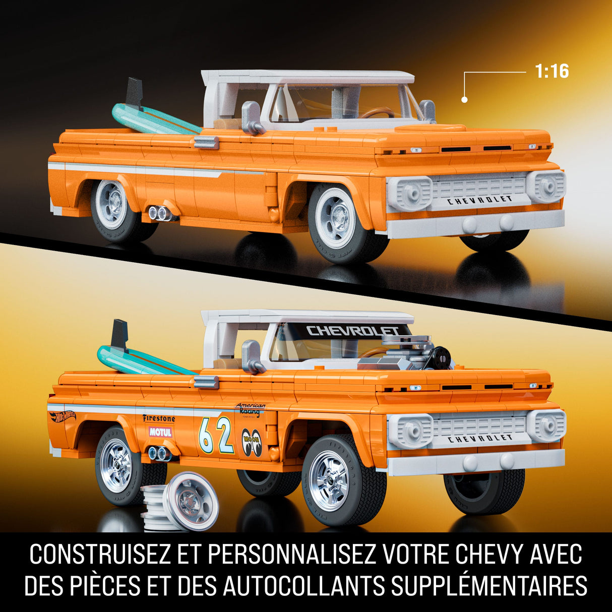 Hot Wheels - Coffret de Construction Custom Chevy Pickup 1962 Mattel Brick Shop - Mattel Brick Shop - JFT20