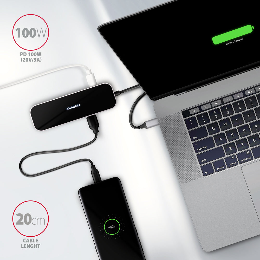 Station d'accueil portable USB-C 3.2 Axagon HMC-6GL (Noir)