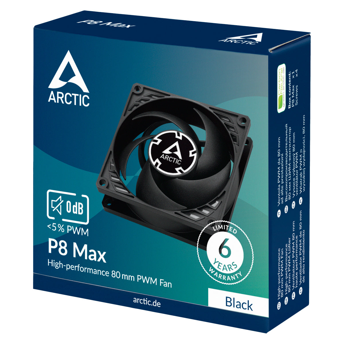 Ventilateur de serveur Arctic P8 Max - 8cm (Noir)
