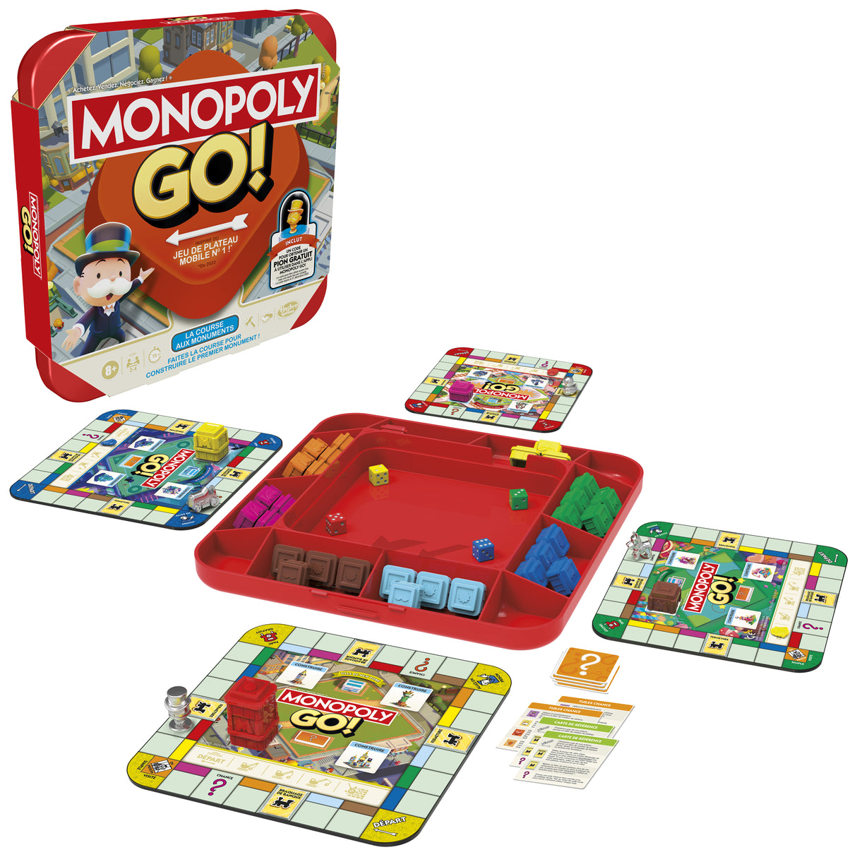 Monopoly GO!, Jeu de société, Jeu de plateau familial, Durée 15 min, Inspiré du jeu mobile, a partir de 8 ans