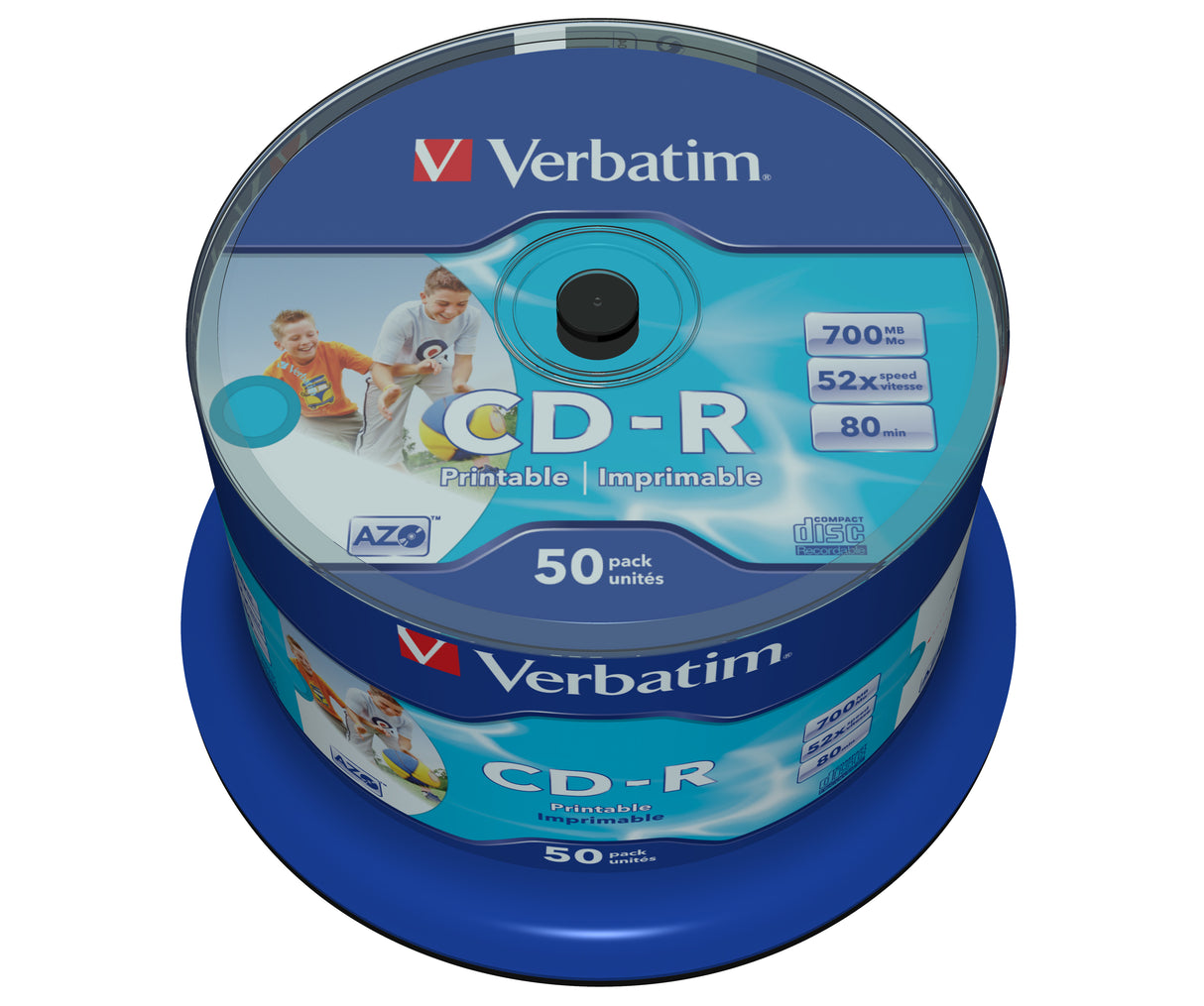 Spindle de 50 CD-R imprimables Verbatim Azo - 700Mo