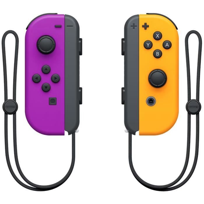 Paire de manettes Joy-Con Violet Néon & Orange Néon pour Nintendo Switch