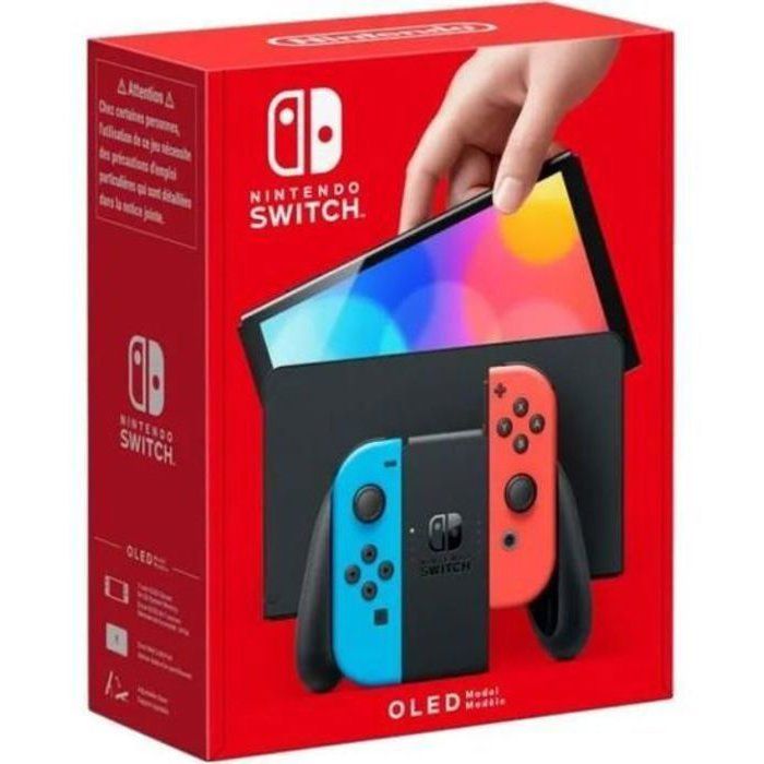 Console Nintendo Switch - Modele OLED Bleu Néon & Rouge Néon