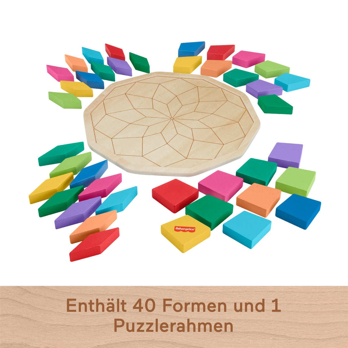 Fisher-Price-Puzzle Mandala en Bois-Puzzle 40 pieces motif géométrique HXT94