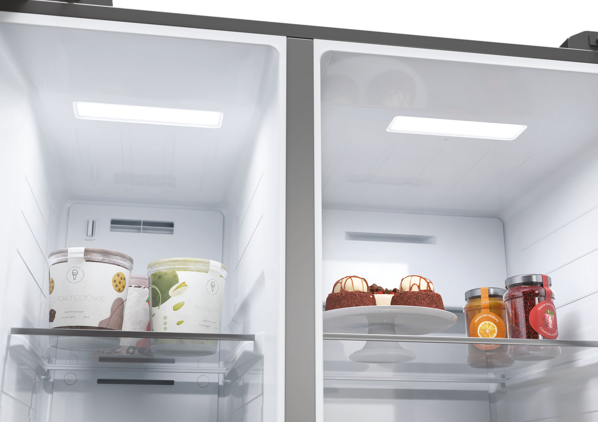 Réfrigérateur Américain - HAIER - HSW59F18EIMM - Classe E - 601 L - 36 dB - Platinium