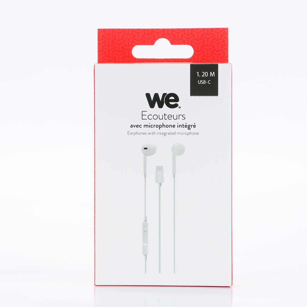 Ecouteurs filaire WE semi-intra avec connecteur USB-C , c ble 1,20 m., bo tier d