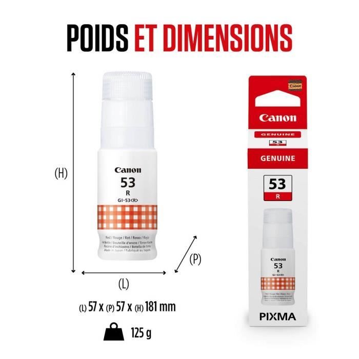 Bouteille d'encre - CANON - GI-53R - Rouge - CompatibilitÈ PIXMA G650 et G550 - (4717C001)
