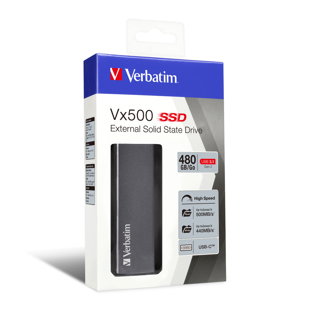 Disque SSD externe - VERBATIM - VX500 - 480 Go - Gris