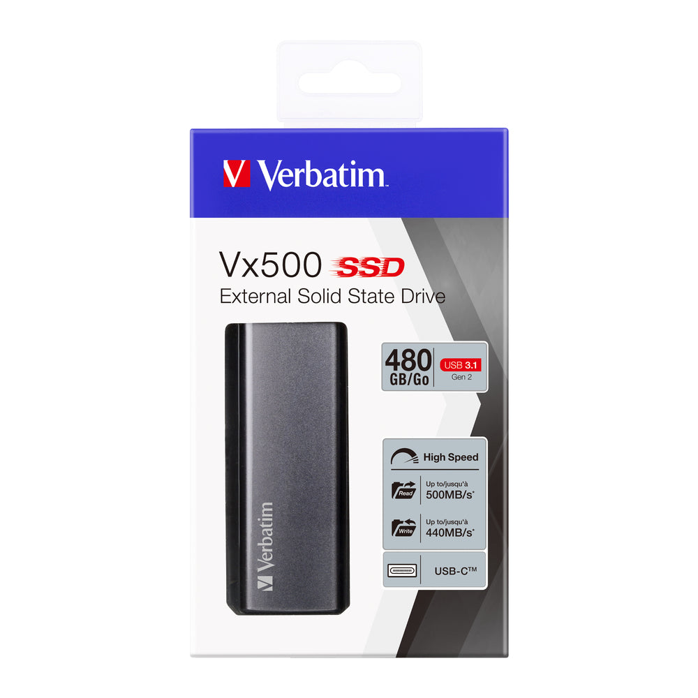 Disque SSD externe - VERBATIM - VX500 - 480 Go - Gris