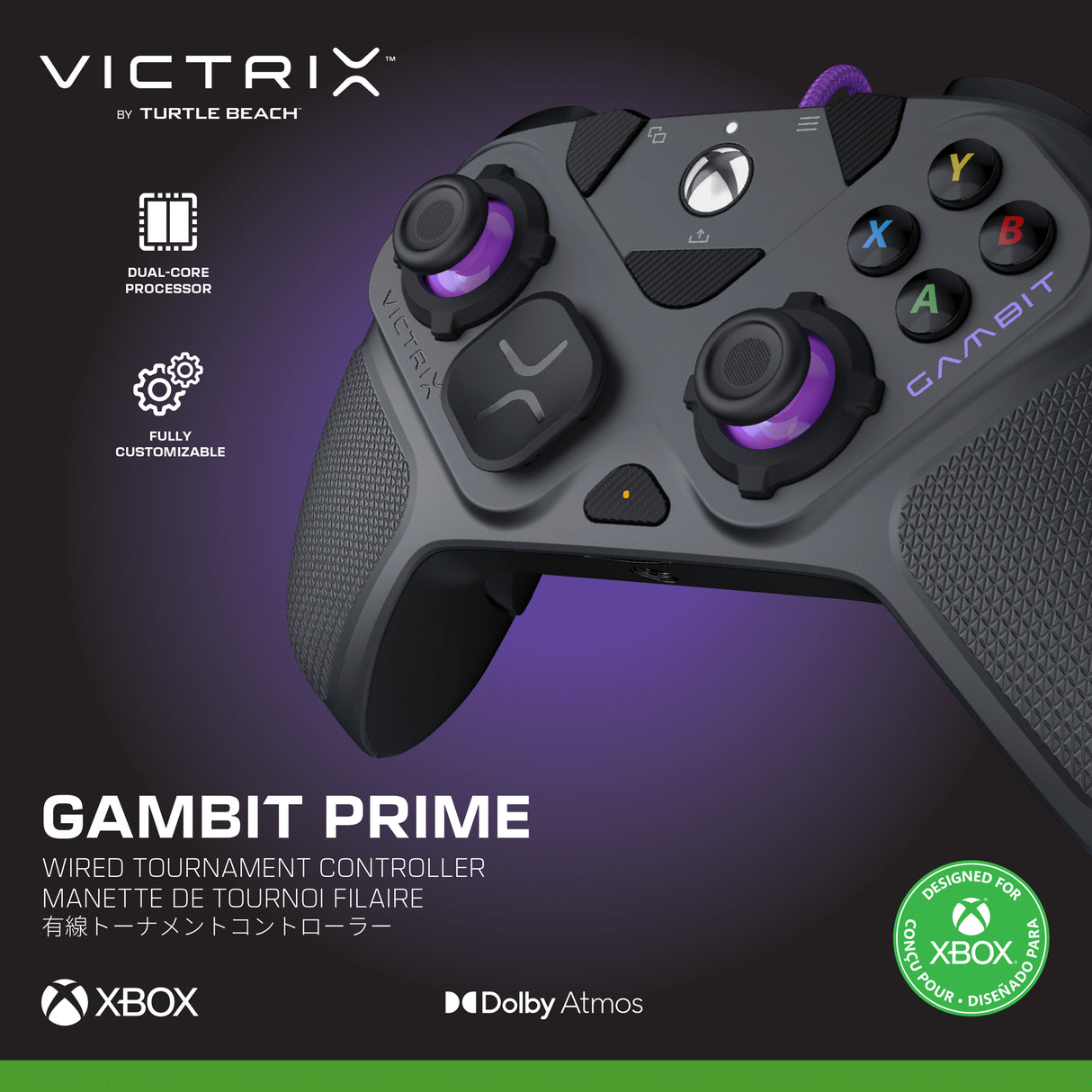 Manette de tournoi Turtle Beach Victrix Gambit Prime - Filaire, Programmable, Xbox