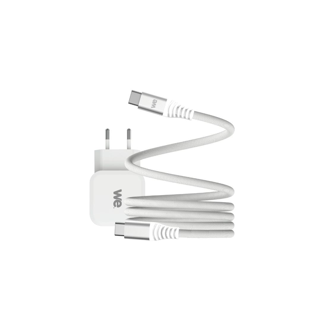 Bundle chargeur 1 port USB-C 20W + c ble USB-C/USB-C blanc