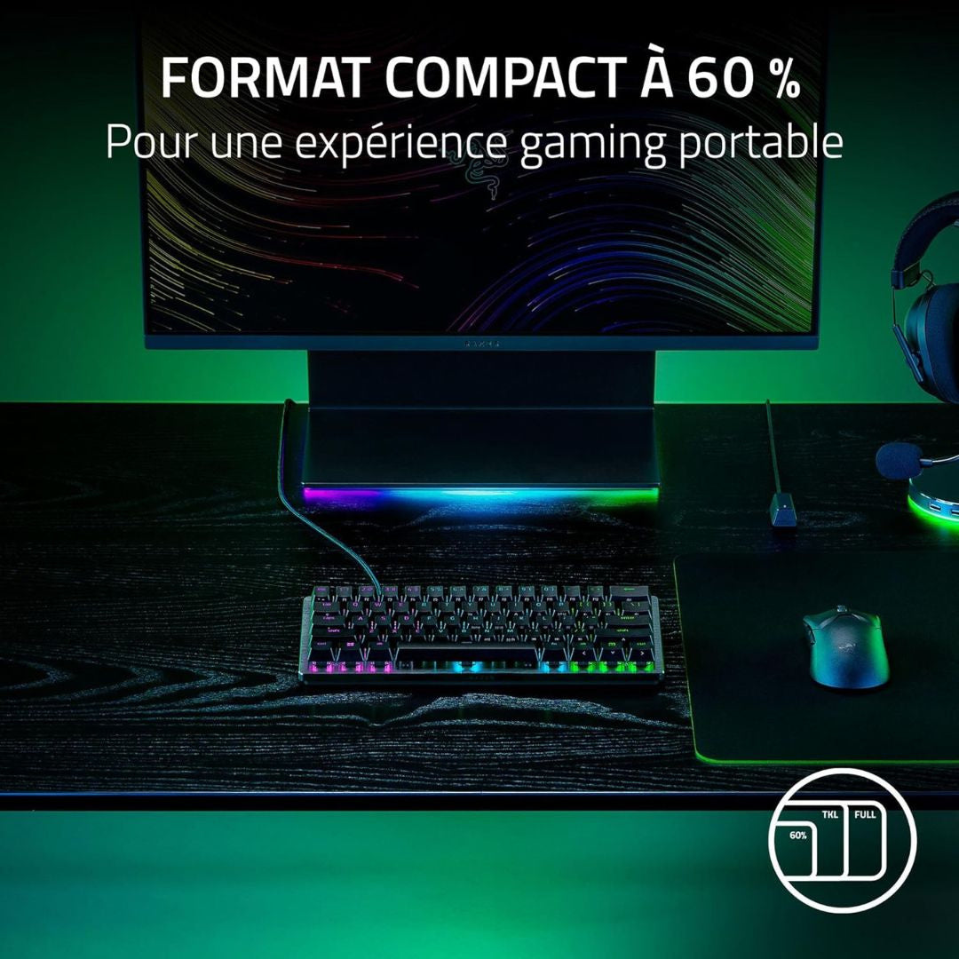 RAZER Huntsman V3 Pro Mini Noir - Clavier Gamer Optique 60%, Switches Analogique