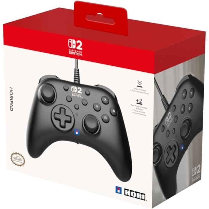 Manette filaire - HORI - Horipad - Nintendo Switch et Switch 2 - Bouton Nintendo C - Boutons arriere programmables - Noir