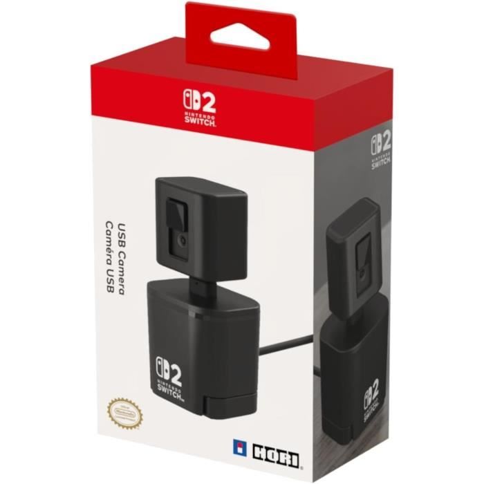 Caméra vidéo USB - HORI - Nintendo Switch 2 - Bras flexible et cache d'objectif - Noir