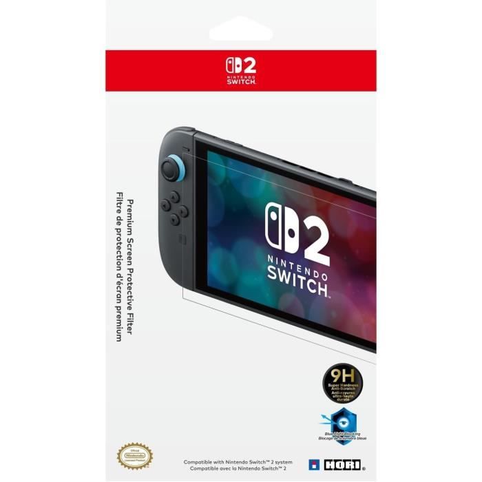Protection d'écran verre trempé premium - HORI - Nintendo Switch 2 - Anti-lumiere bleue - Indice de dureté 9 h