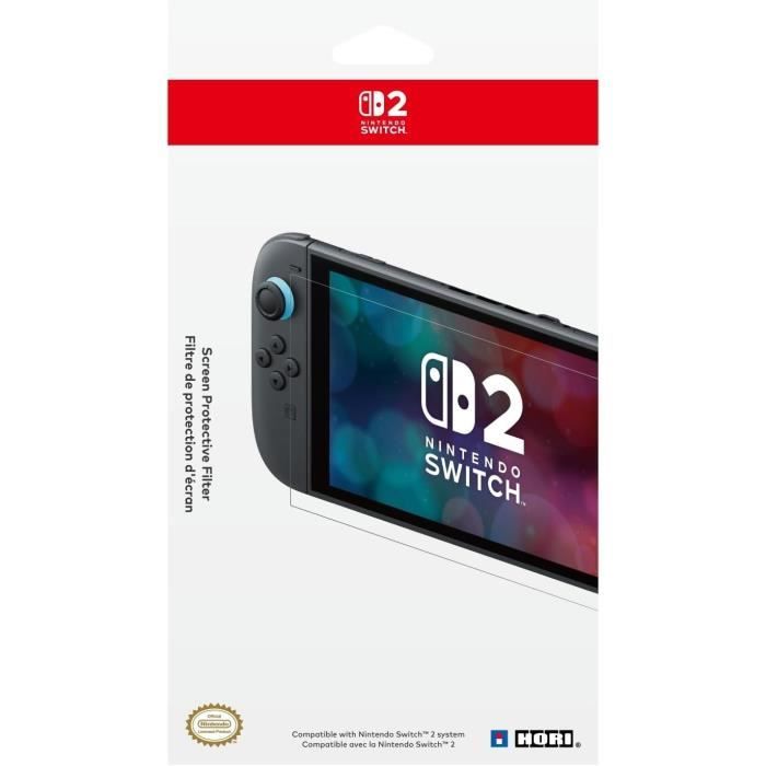 Protection d'écran verre trempé - HORI - Nintendo Switch 2 - Anti-bulle - Antichoc - Anti-rayures - 100 % transparent