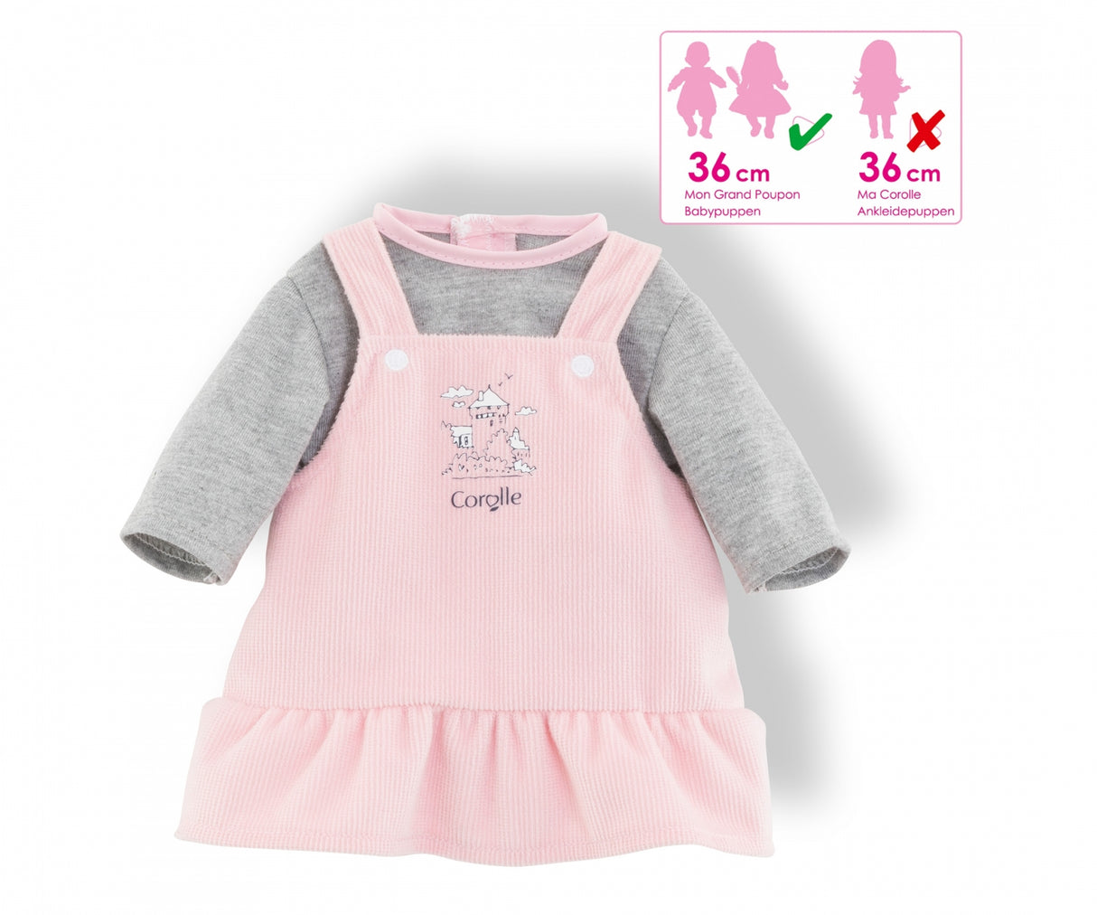 Robe et T-Shirt Bords de Loire - COROLLE - Vetements - Pour Poupon 36cm- Des 2 ans