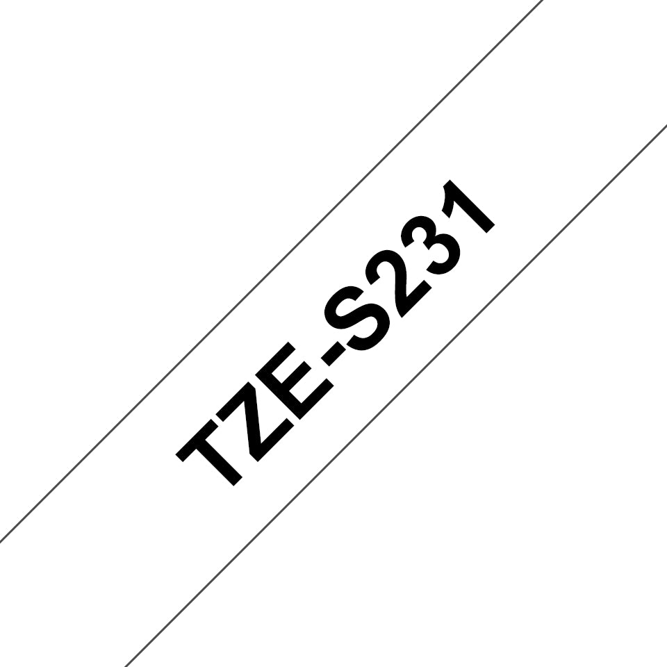 Ruban étiqueteuse laminé Brother P-TOUCH TZE-S231 - 12mm noir sur blanc extra gluey
