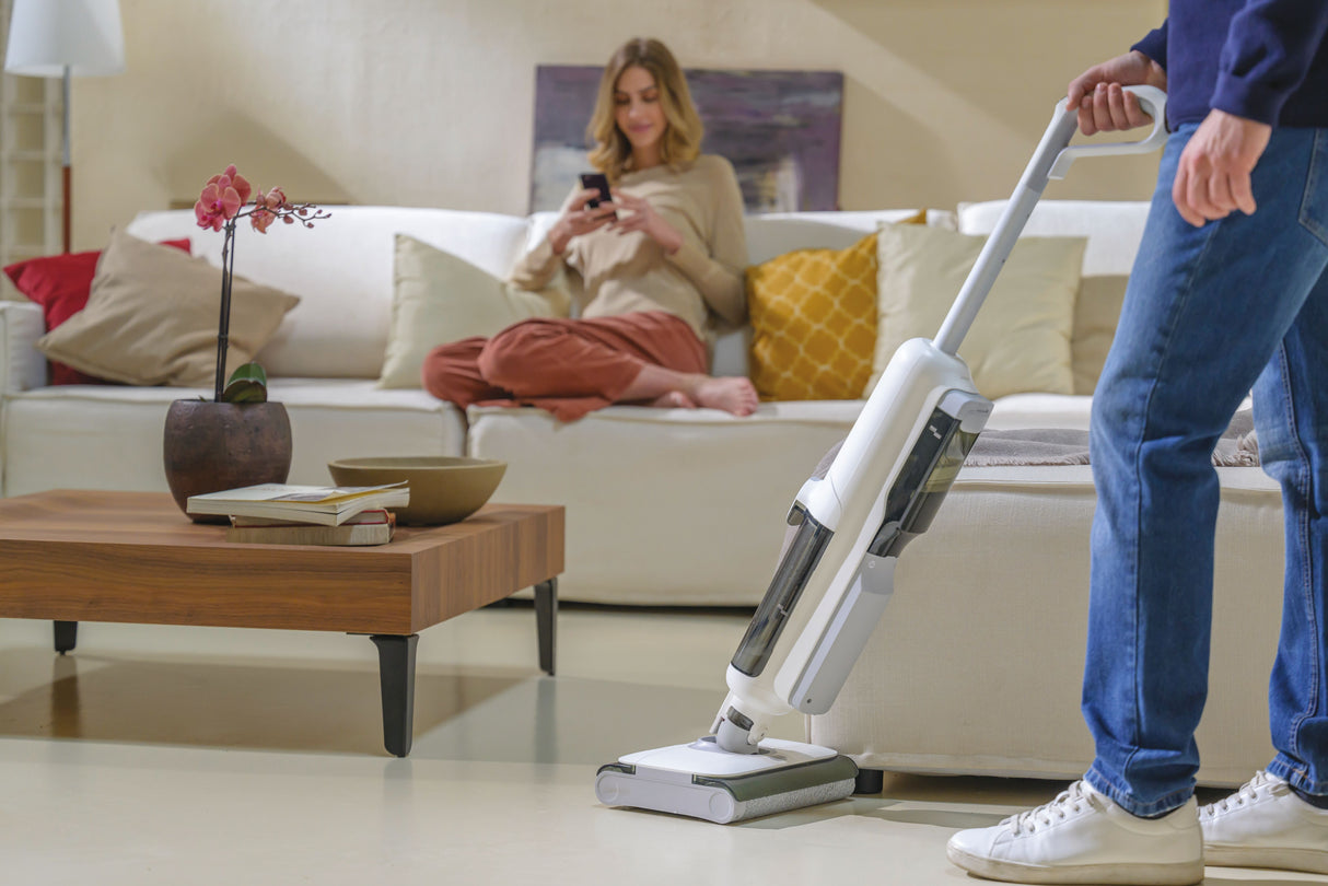 HOOVER HW500 - Aspirateur Balai Laveur sans Fil Eau et Poussiere - Double Rouleau - Moteur Haute Performance 230W