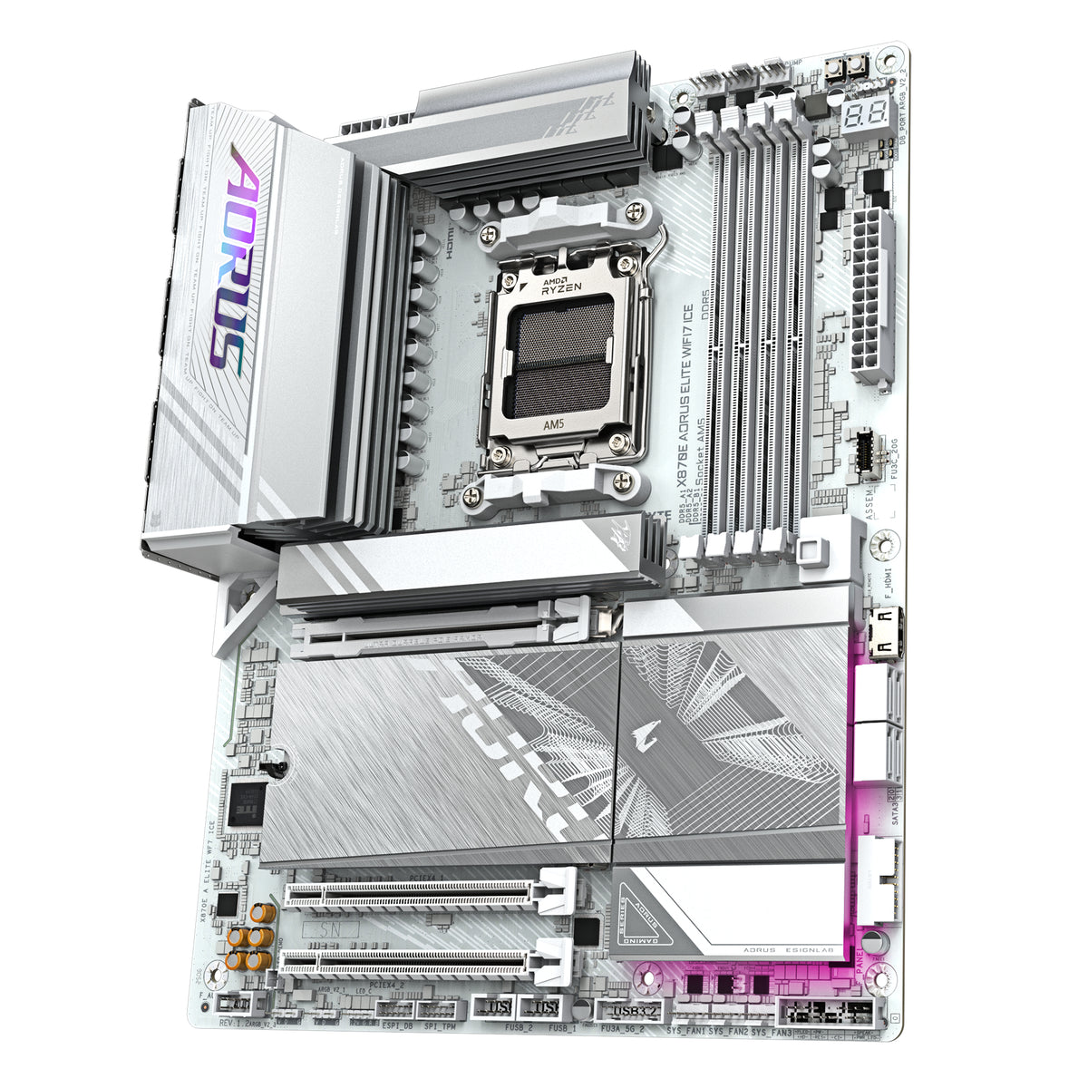 Carte mere - GIGABYTE - X870E A ELITE WF7 ICE - Format ATX - Chipset AMD X870E - DDR5 & PCIe 5.0 - WiFi 7