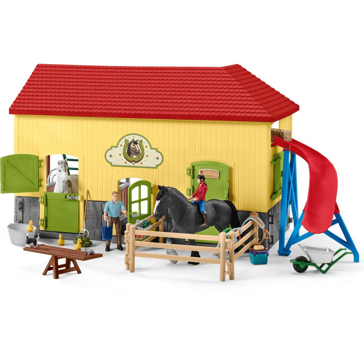 Écurie avec boxes et animaux, coffret de 82 pieces avec chevaux, Schleich 42485 Farm World, Des 4 ans