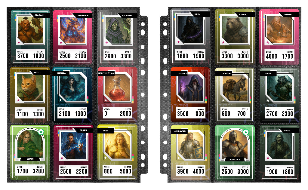 Classeur de 10 feuilles avec 9 pochettes - Konix - Jeux de cartes a collectionner - Magic The Gathering, Pokémon, Yu-Gi-Oh! - Noir