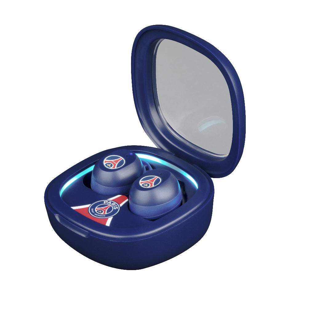 Écouteurs sans fil - KONIX - PSG - Autonomie 8 h + 15 h avec boîtier - Résistance a l'eau IPX4 - Bluetooth - Bleu