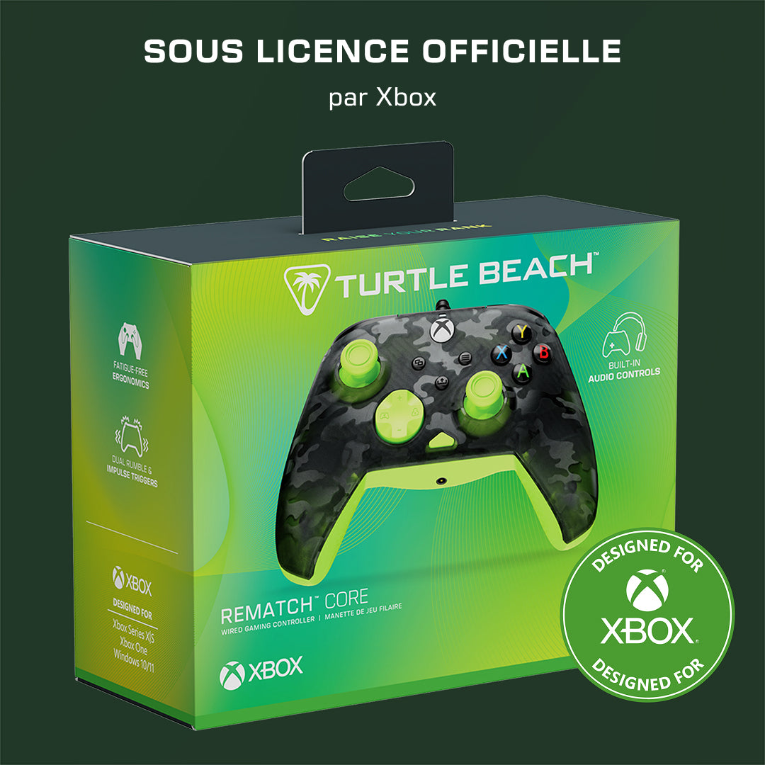 Manette de jeu - Xbox Series X|S, Xbox One et PC - Rematch Core - RGB - Filaire - Camouflage Noir / Jaune - TURTLE BEACH