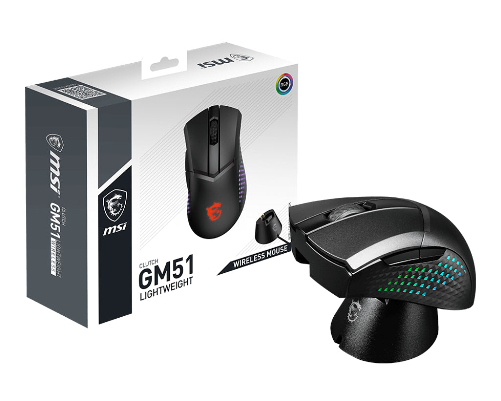 Souris sans fil Gamer MSI Clutch GM51 Lightweight RGB (Noir)