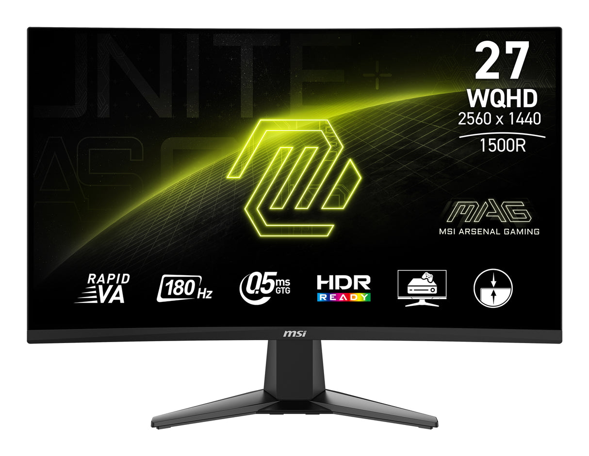 Ecran PC Gamer Incurvé - MSI - 27'' - WQHD - 180Hz - Fast VA - 0,5ms - MAG 27CQ6F