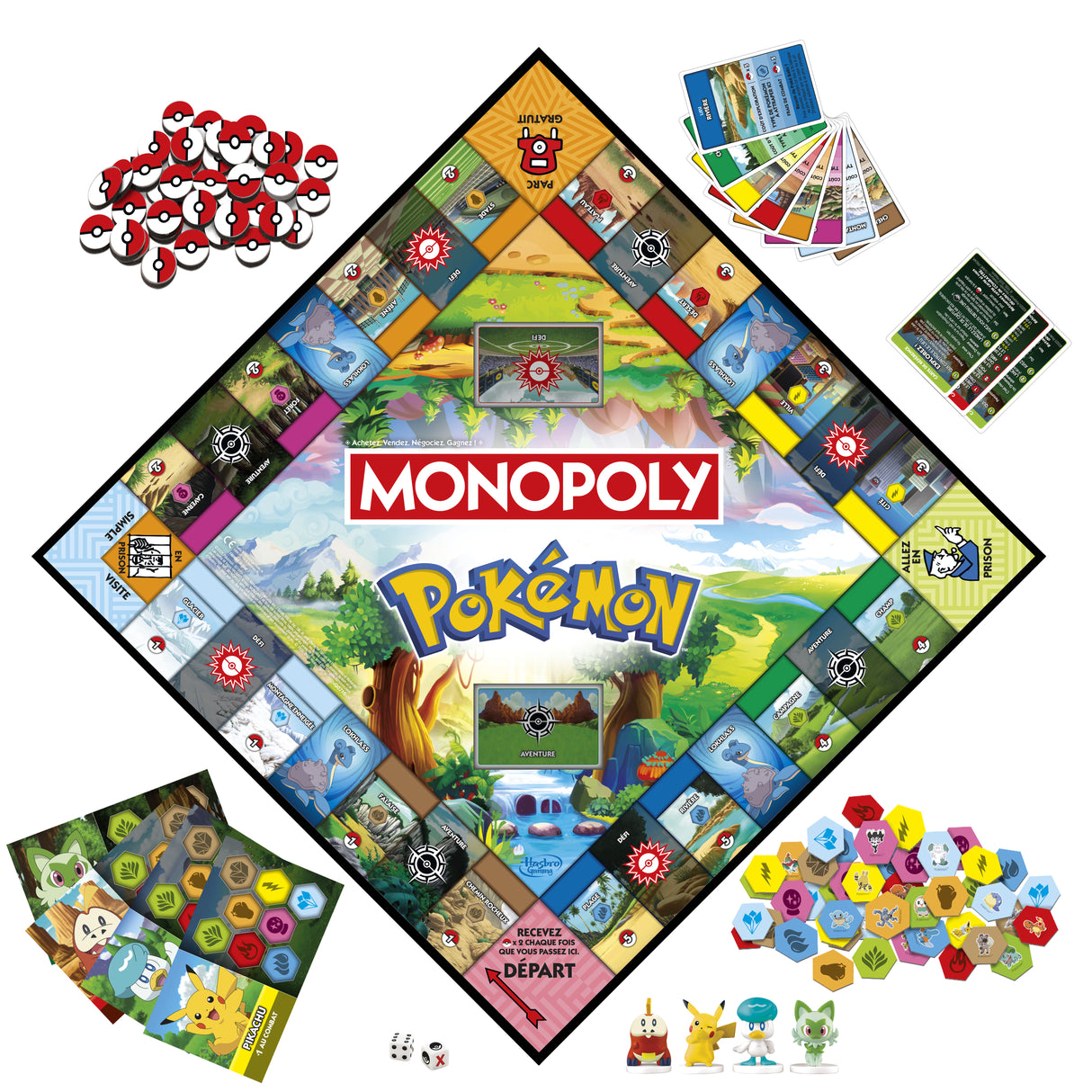 Monopoly Pokémon, jeu de société de plateau, 2 a 4 joueurs, jeux pour enfants et fans de Pokémon, env. 45 minutes, des 8 ans