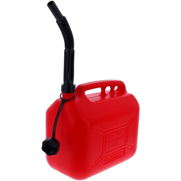 Jerrican 10L homologué carburants - PRECISION STEEL - L310 xl170 x H300mm - flexible diam : 19mm - L : 310mm - Diam goulot : 32mm