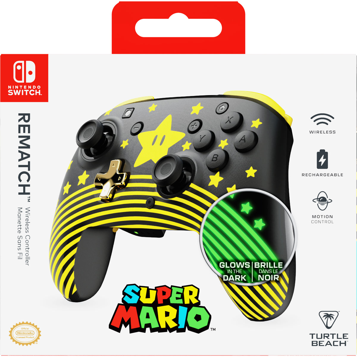 Manette gaming sans fil pour Nintendo Switch™ - TURTLE BEACH - TBC-8101-75 - Rematch™ Super Mario Star