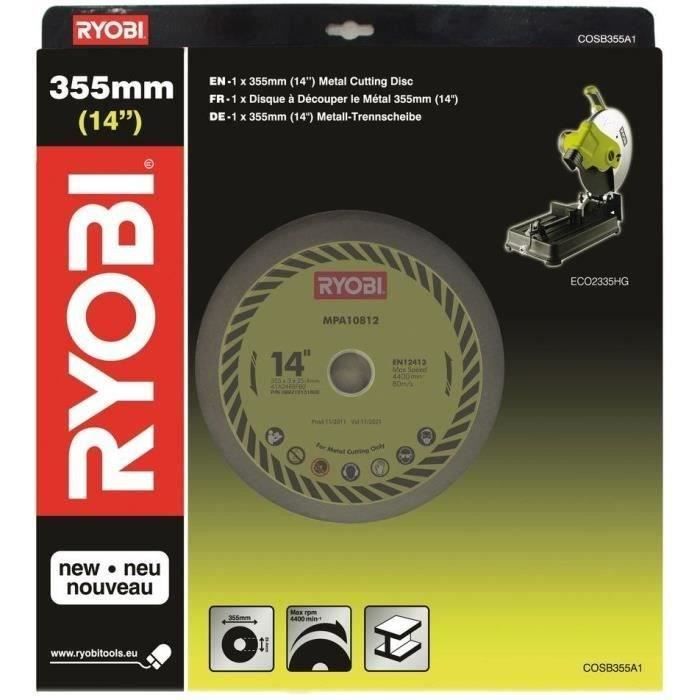 RYOBI - Disque universel a tronÁonner le mÈtal diam. 355 mm alÈsage 25,4 mm - COSB355A1